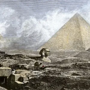 Sphinx and Pyramids of Gizeh, 1800s