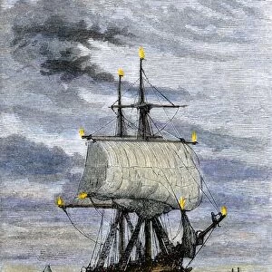 St. Elmos fire on a sailing ship