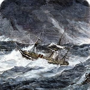 Steamship in an ocean storm