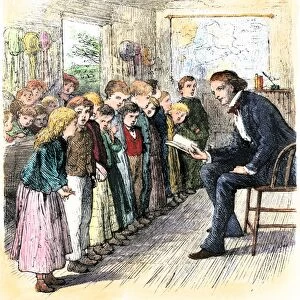 Students reciting in a one-room school, 1800s