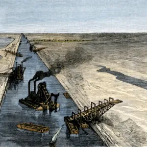 Suez Canal under construction, 1869