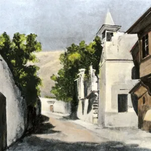 Print of a Syrian Home from the 1800s