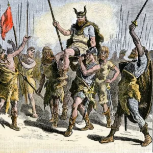 Teutons celebrating a victory in ancient times