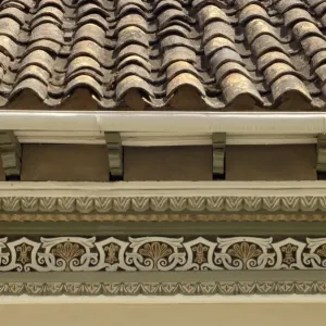 Tiled roof and trim detail in the Spanish colonial city of Cuenca Tiled roof and trim detail in the Spanish colonial city of Cuenca