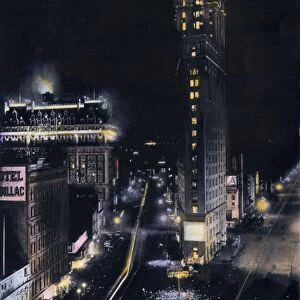 Times Square at night, about 1900