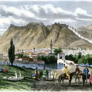 Travelers on the road to Antioch, 1800s Travelers on the road to Antioch, 1800s