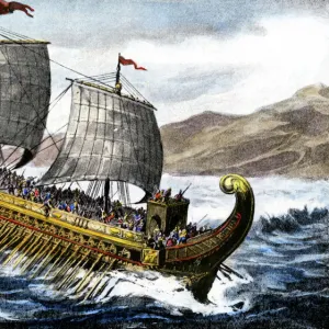 A trireme, used by the ancient Greeks and Romans