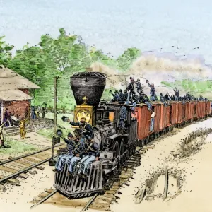 Troop train taking Union soldiers to the front