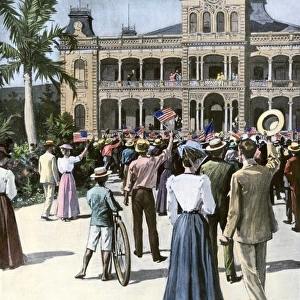 U. S. annexation of Hawaii cheered in Honolulu, 1898