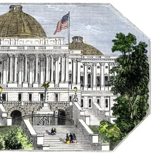 Unfinished dome on the U. S. Capitol, 1850s