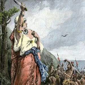 Vikings battling natives on the coast of Vinland