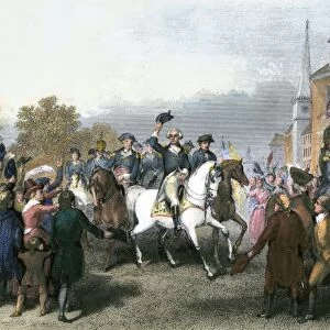 Washington entering New York City after British evacuation, 1783