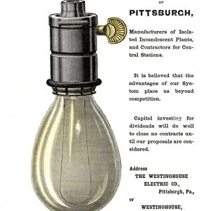 Westinghouse light bulb ad, 1886