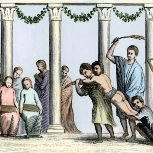 Whipping a schoolboy in ancient Rome