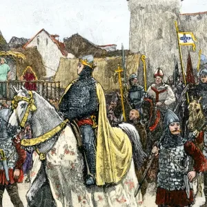 William the Conqueror and his army entering London in triumph