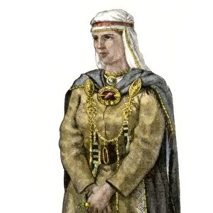 Woman dressed in traditional Celt or Finnish attire