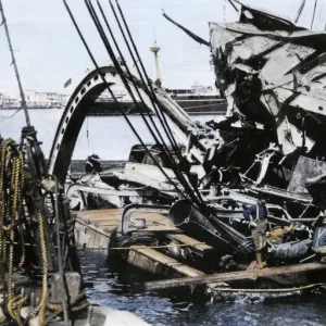 Wreckage of the battleship Maine in Havana, 1898