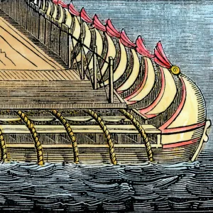 Xerxes bridge of boats across the Hellespont, 480 BC