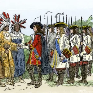 Yamacraw Indians meeting Georgia colonists, 1730s