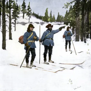 Yellowstone National Park guards on skis