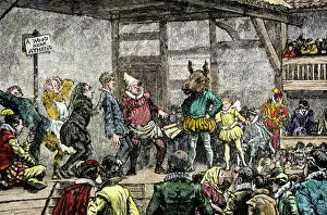 1500s Collection: Actors on stage in the days of Shakespeare