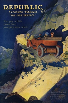 Trains And Automobile Prints: Ad for Republic automobile tires