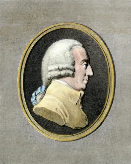 British Prints: Adam Smith. Hand-colored engraving of a portrait