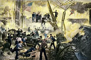Steam Ship Prints: Admiral David G. Farragut in the rigging during the Battle of Mobile Bay