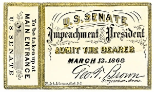 Admission ticket to the impeachment trial of President Andrew Johson in