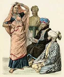 Silk Gallery: Afghan men and an Indian dancer