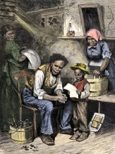 Rural Life Prints: African-American boy reading to his family of former slaves