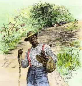 Rural Life Prints: African-American man traveling on foot