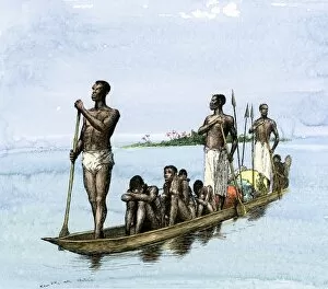African Slave Trade Gallery: Africans taken by canoe to be sold as slaves