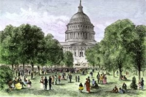 Washington Collection: Afternoon concert on the U. S. Capitol grounds, 1870s