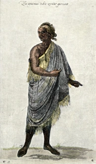 Virginia Colony Prints: Aged Native American man in his winter garment