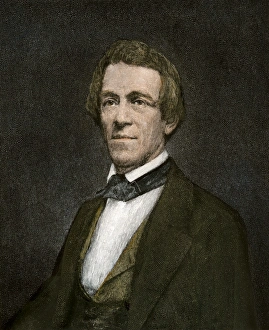 Inventor Prints: Alfred Vail. Hand-colored engraving of a 19th-century portrait