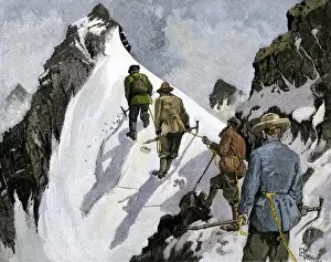 Snow Gallery: Alpine mountain-climbers, 1800s