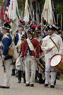 Formation Prints: American army reenactors march to the surrender ceremony at Yorktown