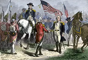 Surrender Prints: American General Benjamin Lincoln receiving Lord Cornwalliss sword from British
