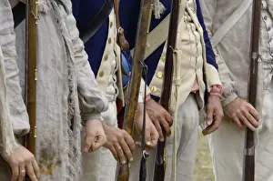 Battle Of Yorktown Prints: American soldiers reenact a muster at the surrender at Yorktown