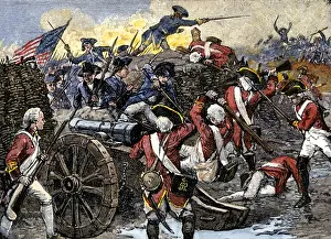 Americans capturing a British redoubt during the Battle of Yorktown