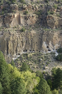 Anasazi/Ancestral Puebloan cliff-dwelling ruins in the Frijoles Canyon