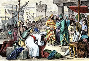 Mediterranean Sea Gallery: Ancient Phoenician traders in port