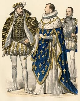 Bourbon Gallery: Anthony of Bourbon and kings of France Charles II, and Francis II