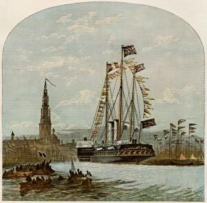 Paddle Wheel Gallery: Antwerp welcoming the German prince and princess after their marriage, 1858