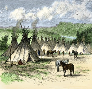 Daily Life Prints: Arapaho village of tipis, 1800s