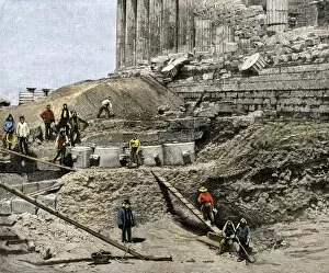 Archaeological Dig Gallery: Archaeological excavation on the Acropolis, 1890s