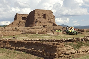 Pecos National Monument Prints: Archaeological workers stabilizing ruins of Pecos Pueblo