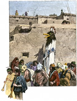 Arrival of the ceremonial Shalako in Zuni Pueblo