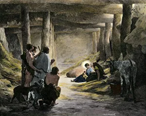Holy Land Prints: Arrival of shepherds to see the baby Jesus in the stable